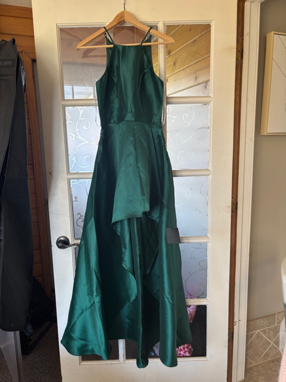 Lulu's Emerald Green High-Low Satin Evening Gown